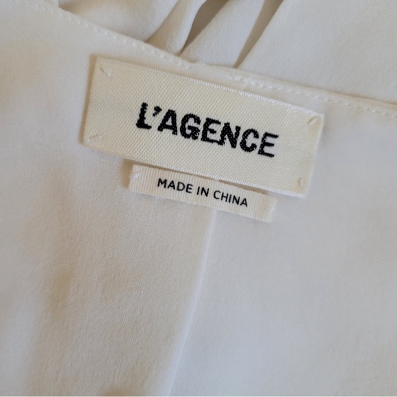 L’Agence Women Ivory Long Sleeve Draped Faux-Wrap Silk Blouse Size S - Picture 5 of 7